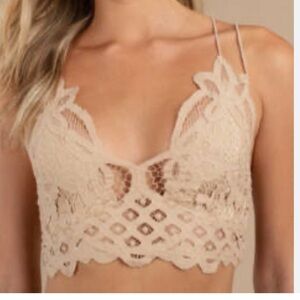 Free People Adella Lace Bralette Sand Size Small